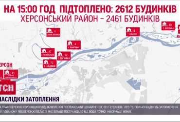 Мапа затопленої Херсонщини: які райони під водою