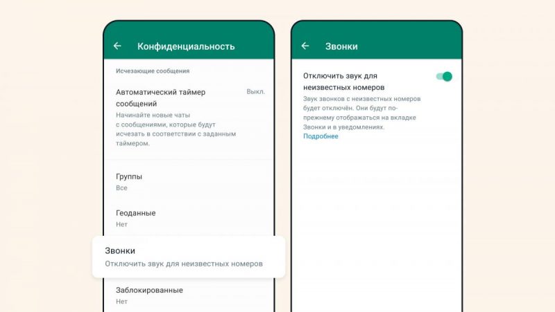 В WhatsApp теперь можно отключить звук для звонков от неизвестных номеров / фото WhatsApp В WhatsApp теперь можно отключить звук для звонков от неизвестных номеров / фото WhatsApp