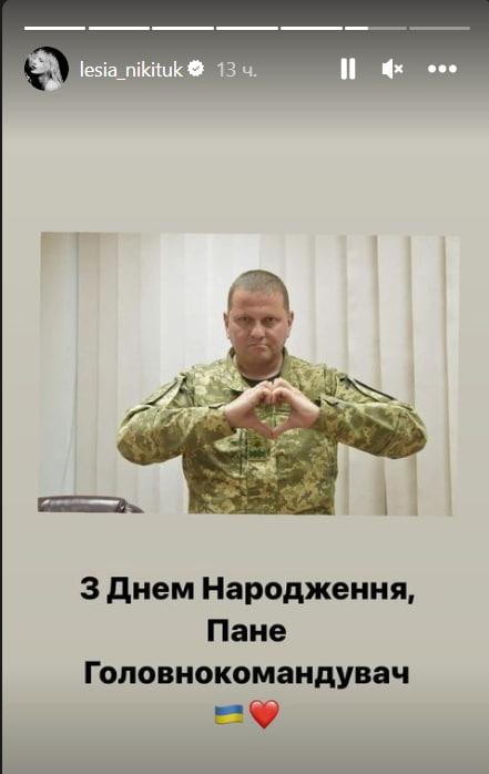 Леся Нікітюк привітала Залужного з днем народження / скриншот Леся Нікітюк привітала Залужного з днем народження / скриншот