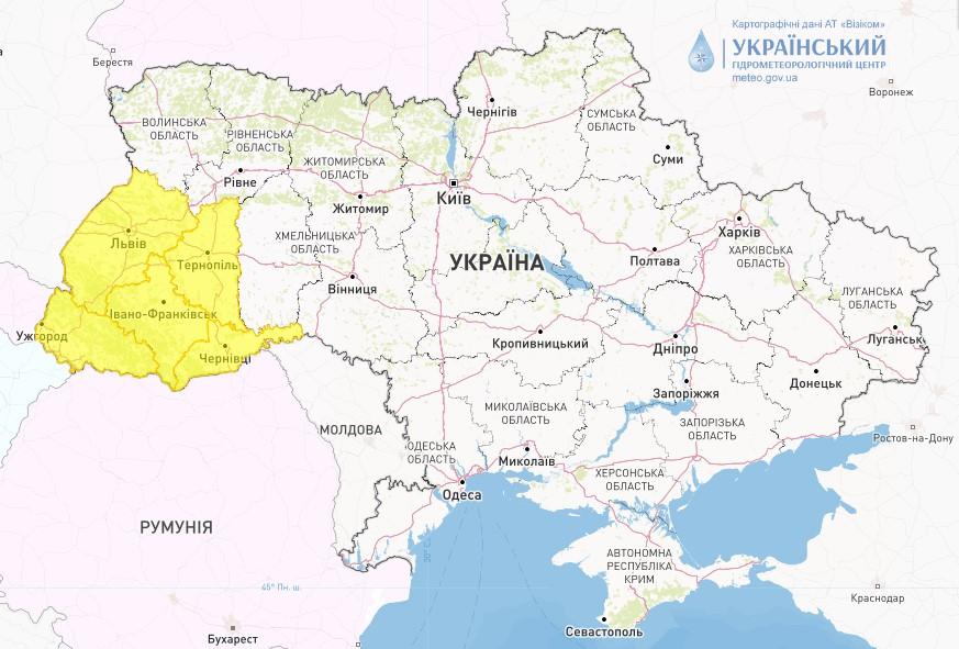 На 19 липня в Україні оголошено штормове попередження / фото Укргідрометцентр На 19 липня в Україні оголошено штормове попередження / фото Укргідрометцентр