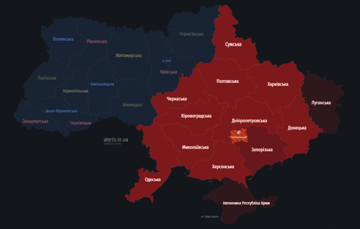 В Украине масштабная тревога / Скриншот В Украине масштабная тревога / Скриншот