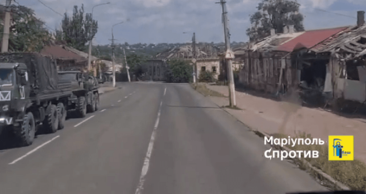 Окупанти перегонять БК і паливо через Маріуполь / скриншот з відео Окупанти перегонять БК і паливо через Маріуполь / скриншот з відео