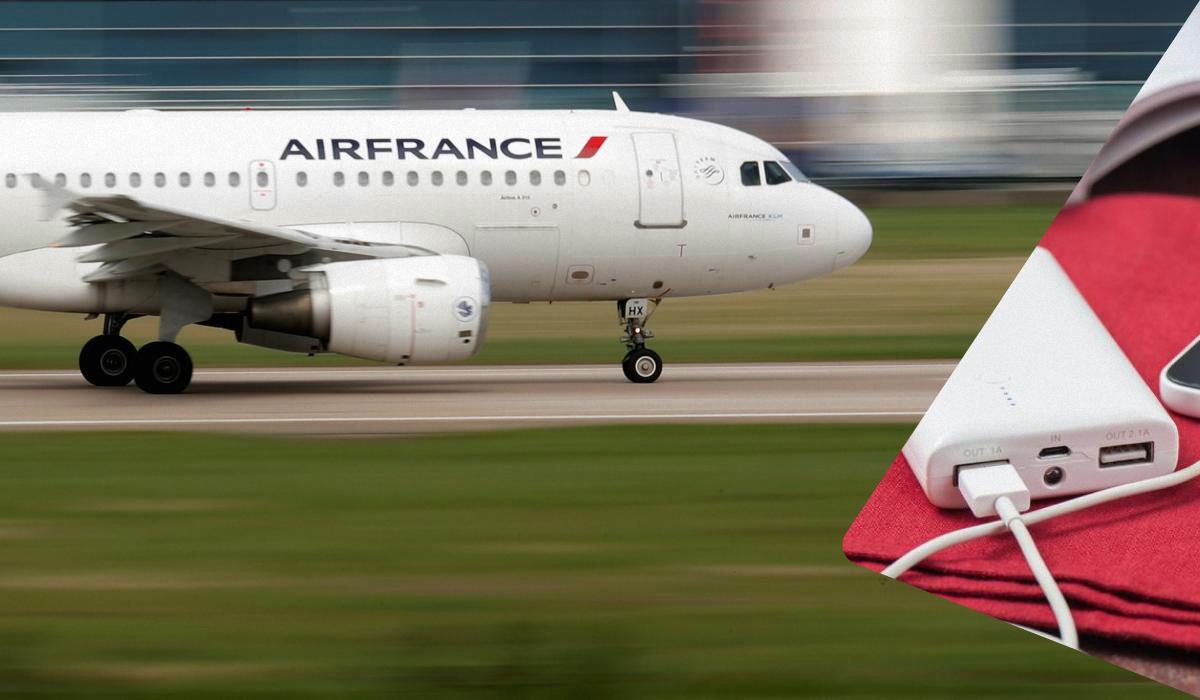 Павербанк мало не спалив літак Air France / колаж УНІАН, фото ua.depositphotos.com, REUTERS