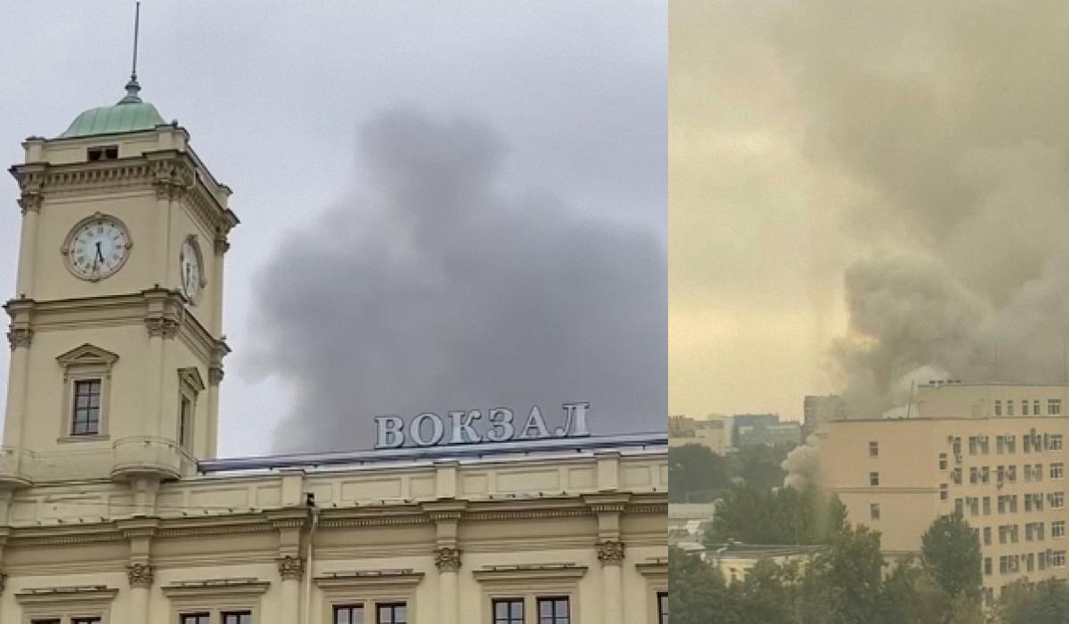 На Комсомольській площі РФ розійшовся вогонь на 600 квадратних метрів / колаж УНІАН, фото скріншот, фото t.me/bazabazon На Комсомольській площі РФ розійшовся вогонь на 600 квадратних метрів / колаж УНІАН, фото скріншот, фото t.me/bazabazon