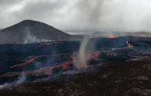 В Ісландії на місці виверження вулкану зʼявився торнадо: рідкісне явище потрапило на відео