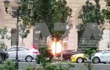 В Москве пылала BMW с автобазы Кремля (видео)