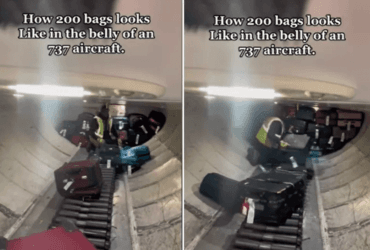Працівник аеропорту показав, як виглядають 200 валіз усередині літака (відео)