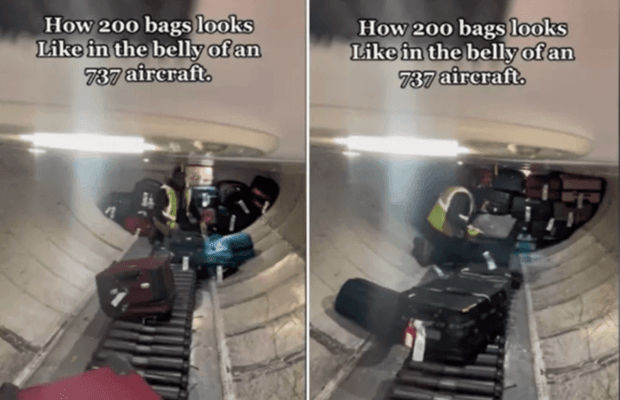Сотрудник аэропорта показал, как выглядят 200 чемоданов внутри самолета (видео)