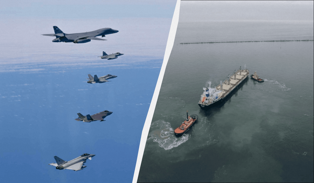 Британская авиация защищает суда в море от россиян / коллаж УНИАН, фото facebook.com/royalairforce, facebook.com/oleksandr.kubrakov Британская авиация защищает суда в море от россиян / коллаж УНИАН, фото facebook.com/royalairforce, facebook.com/oleksandr.kubrakov
