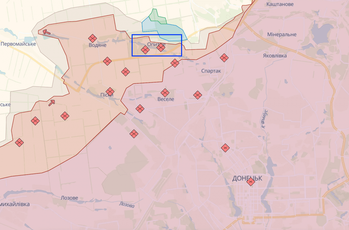 Світан прокоментував звільнення частини Опитного під Донецьком / фото DeepState Світан прокоментував звільнення частини Опитного під Донецьком / фото DeepState