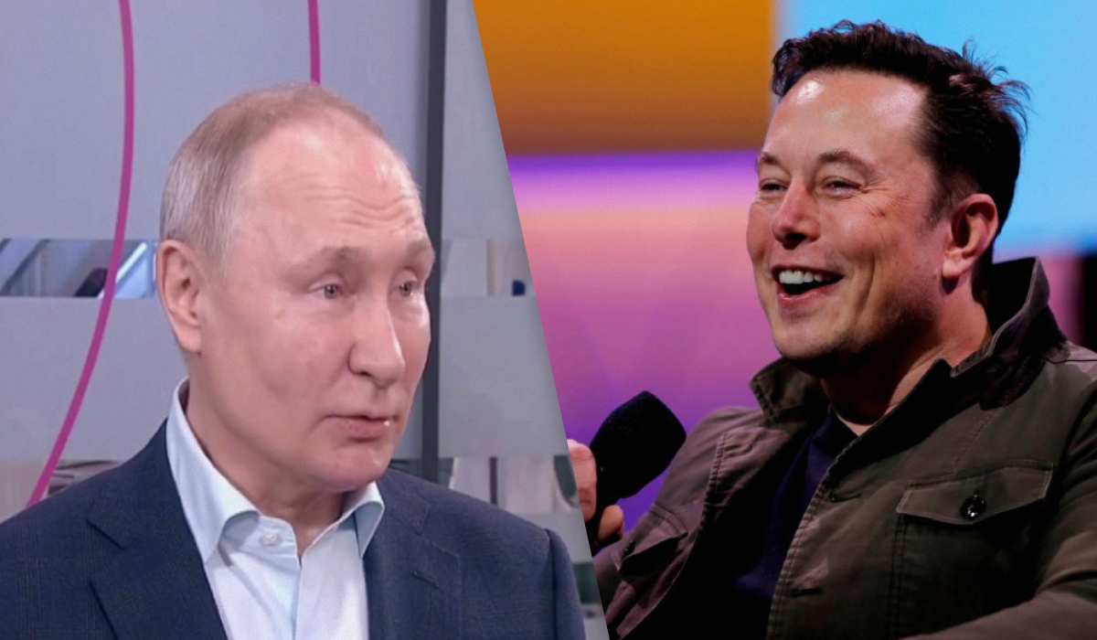 Путін назвав Маска видатною людиною, активним та талановитим бізнесменом / колаж УНІАН, фото REUTERS, скриншот Путін назвав Маска видатною людиною, активним та талановитим бізнесменом / колаж УНІАН, фото REUTERS, скриншот
