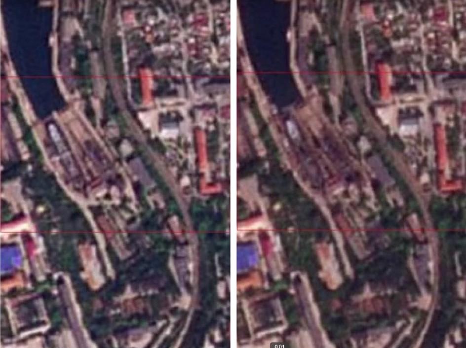 Снимки территории завода в Севастополе за 12 и 13 сентября / коллаж УНИАН, фото Planet.com Снимки территории завода в Севастополе за 12 и 13 сентября / коллаж УНИАН, фото Planet.com