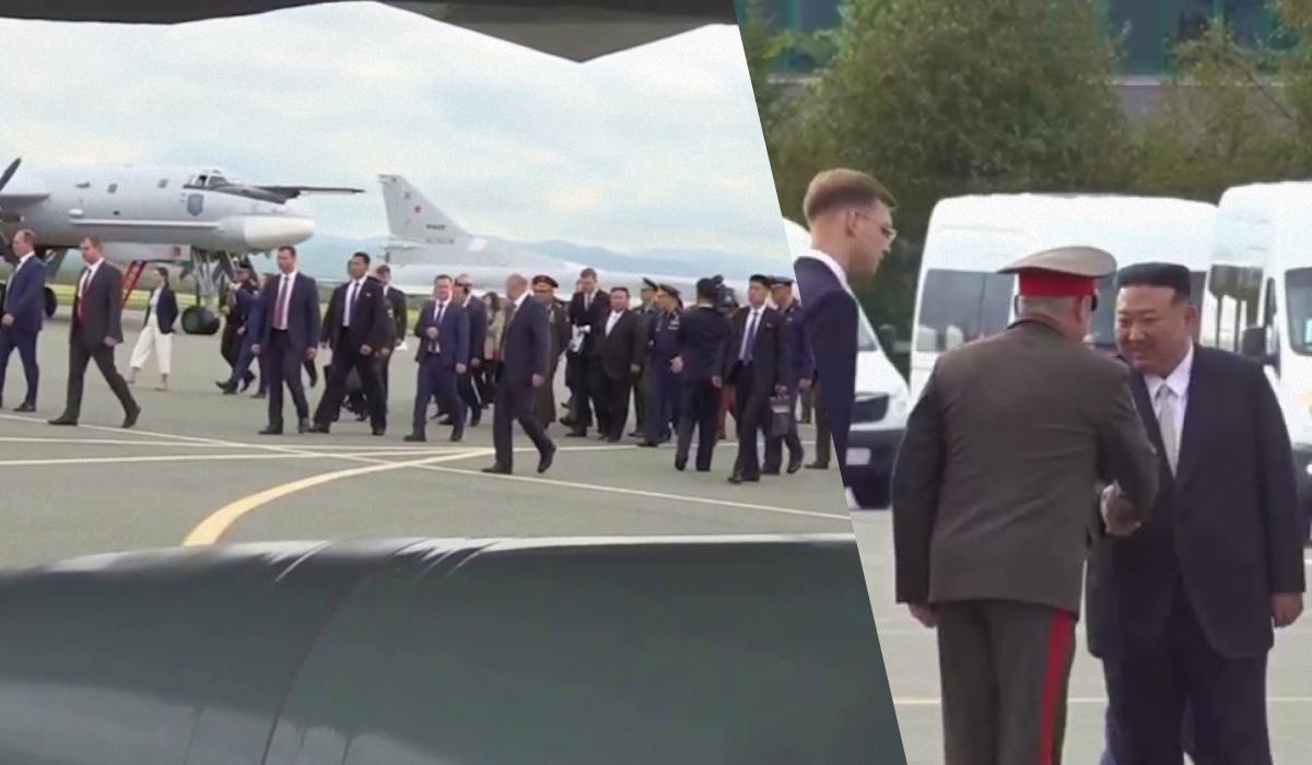 Кім Чен Ина в РФ показали, чим б'ють по Україні / колаж УНІАН, скріншот з відео Кім Чен Ина в РФ показали, чим б'ють по Україні / колаж УНІАН, скріншот з відео
