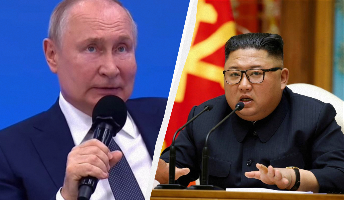 Путін і Кім Чен Ин обмінялися цинічними заявами про війну / колаж УНІАН, фото REUTERS, скріншот