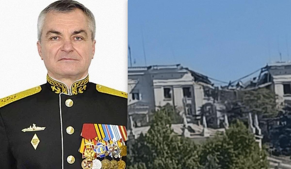 В результате удара по штабу ЧФ РФ в Севастополе был ликвидирован командующий ЧФ РФ адмирал Виктор Соколов / Коллаж УНИАН, фото wikipedia.org, скриншот