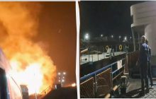 В Румынии очевидцы засняли момент удара российских дронов по Украине (видео)