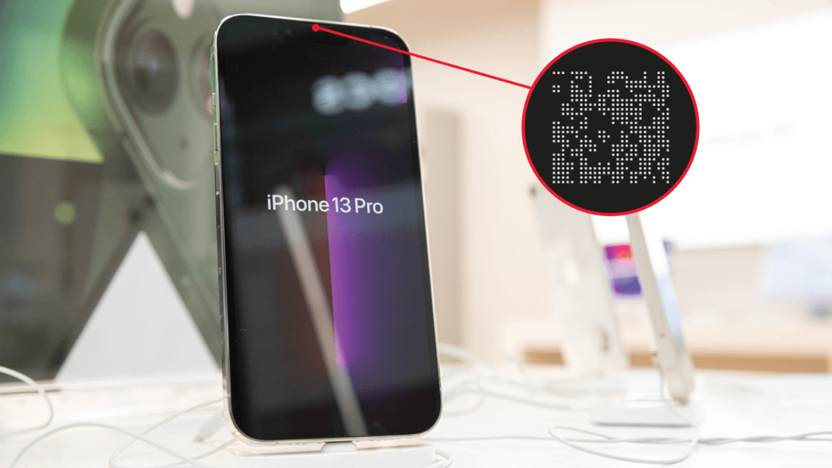 На экранах iPhone, начиная с 2020, устанавливается секретный QR-код. фото MacRumors На экранах iPhone, начиная с 2020, устанавливается секретный QR-код. фото MacRumors