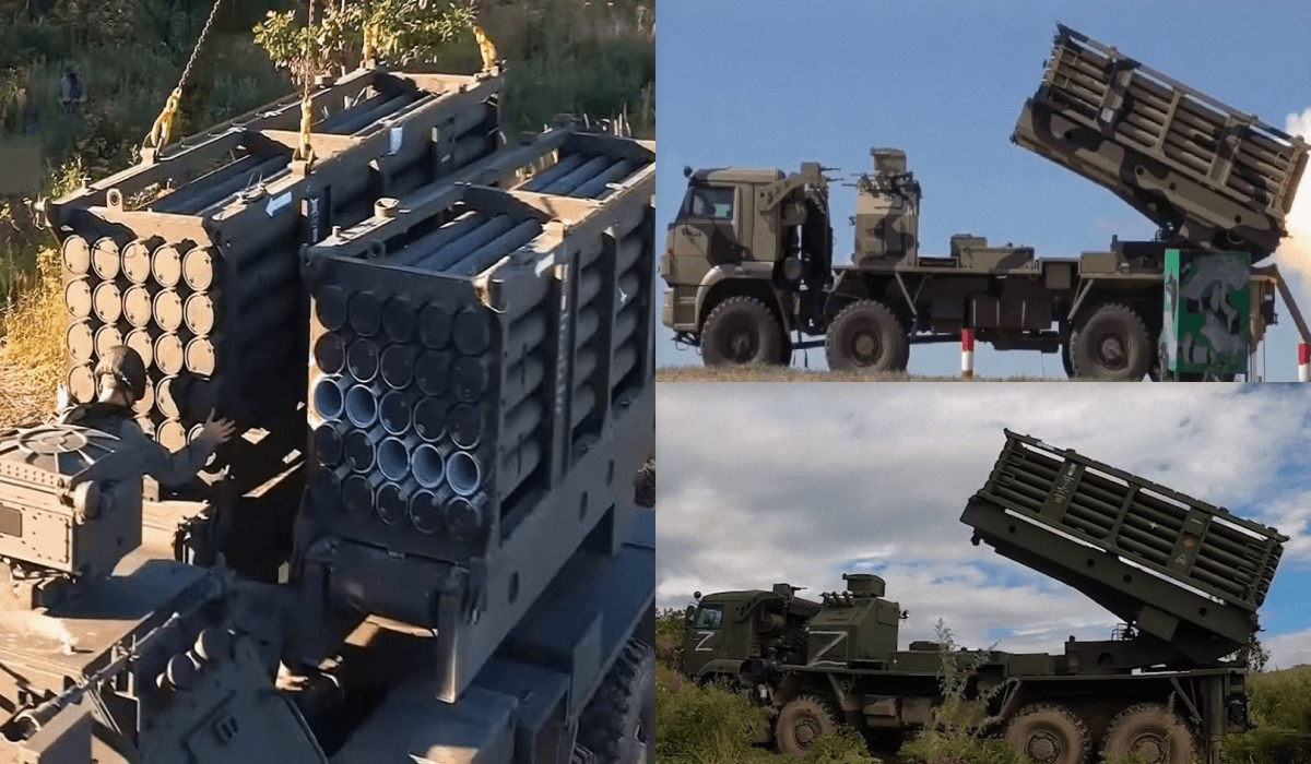 Установки "Земледелие" зовні схожі на РСЗВ "Град" / колаж УНІАН, скріншот відео Установки "Земледелие" зовні схожі на РСЗВ "Град" / колаж УНІАН, скріншот відео