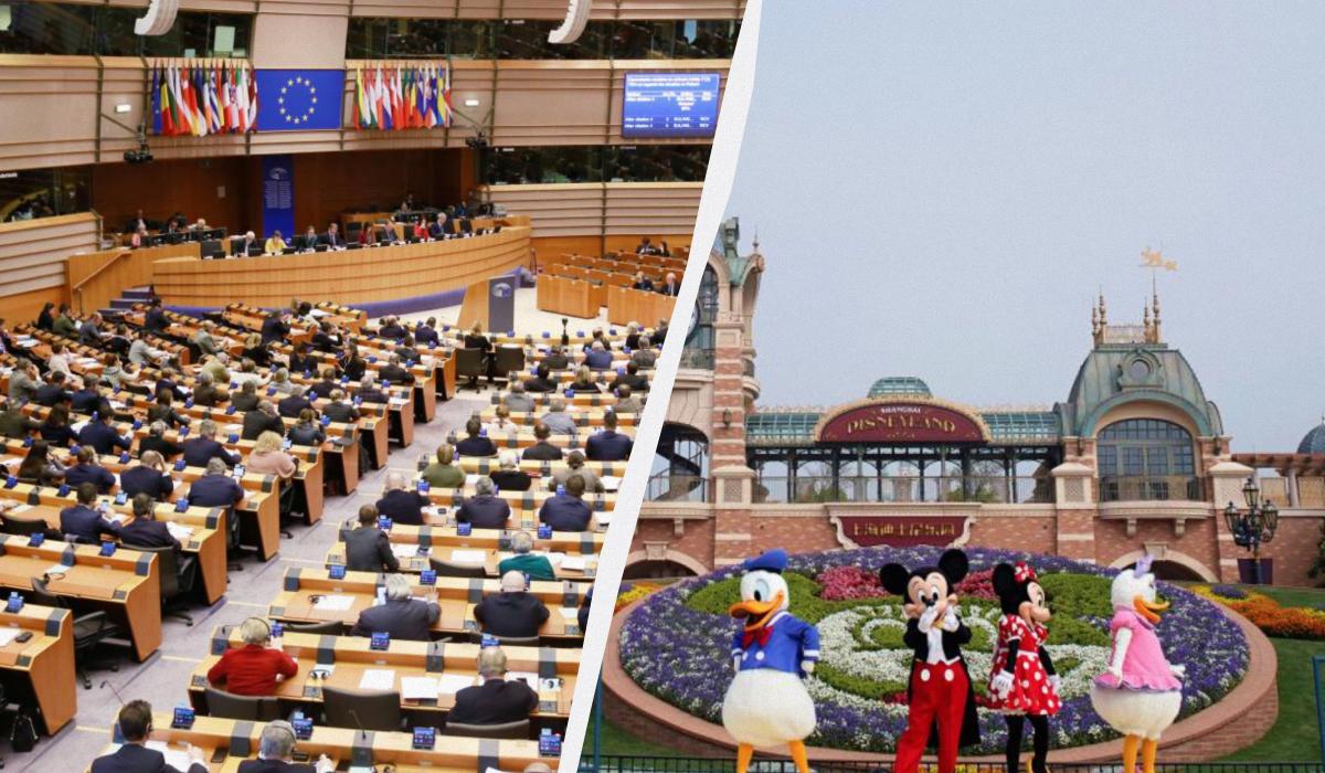 Депутаты Европарламента случайно приехали в Диснейленд / коллаж УНИАН, фото REUTERS Депутаты Европарламента случайно приехали в Диснейленд / коллаж УНИАН, фото REUTERS