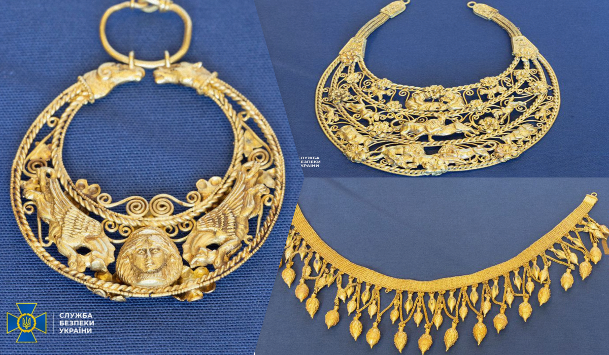 Викрадене з України «скіфське золото» на 60 мільйонів доларів може виявитися підробкою/ Колаж УНІАН, фото ssu.gov.ua Викрадене з України «скіфське золото» на 60 мільйонів доларів може виявитися підробкою/ Колаж УНІАН, фото ssu.gov.ua