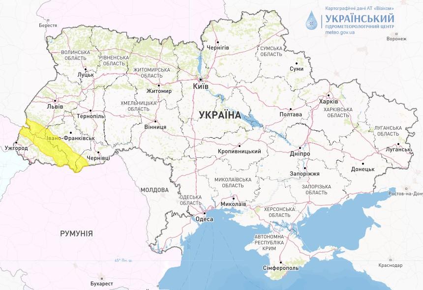 В Карпатах объявлен желтый уровень опасности / фото Укргидрометцентр В Карпатах объявлен желтый уровень опасности / фото Укргидрометцентр