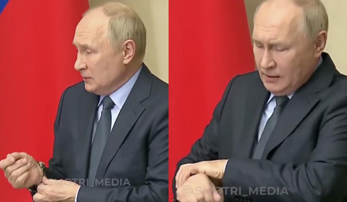 Путин на совещании по Дагестану отметился "игрой" с часами / коллжа УНИАН, фото скриншот Путин на совещании по Дагестану отметился "игрой" с часами / коллжа УНИАН, фото скриншот