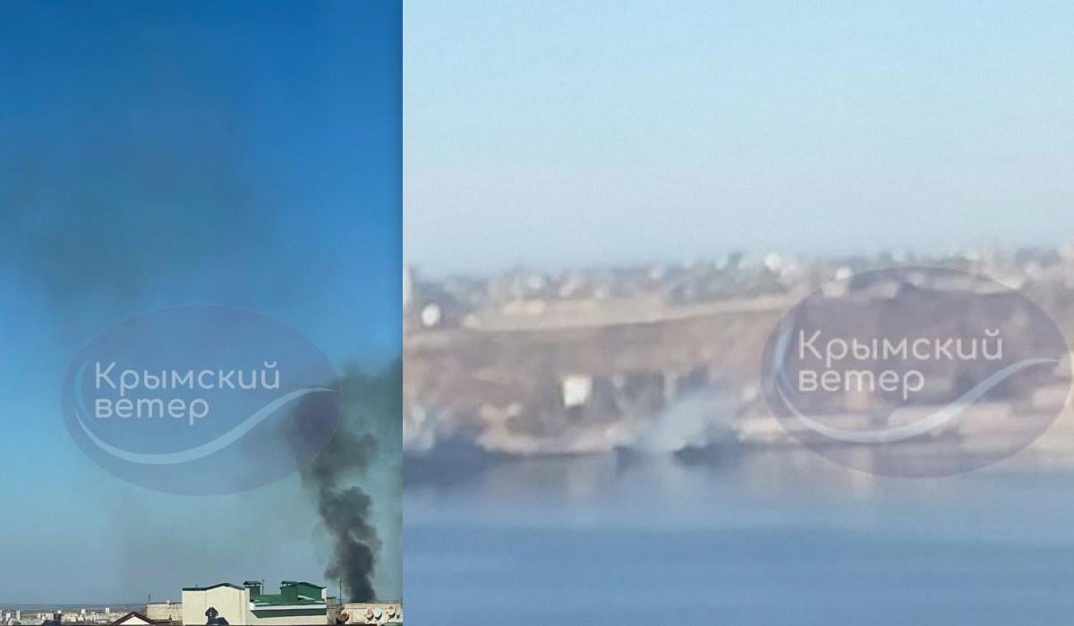 В Крыму в нескольких местах виден дым / коллаж УНИАН, фото Telegram-канал “Крымский ветер” В Крыму в нескольких местах виден дым / коллаж УНИАН, фото Telegram-канал “Крымский ветер”