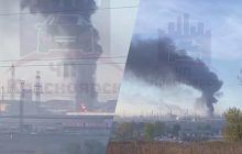 На заводе в российском Красноярске вспыхнул пожар: в небо взмыл столб огня и дыма (видео)