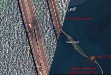 Біля Кримського мосту будують нові бар'єри: супутник показав дії РФ (фото)