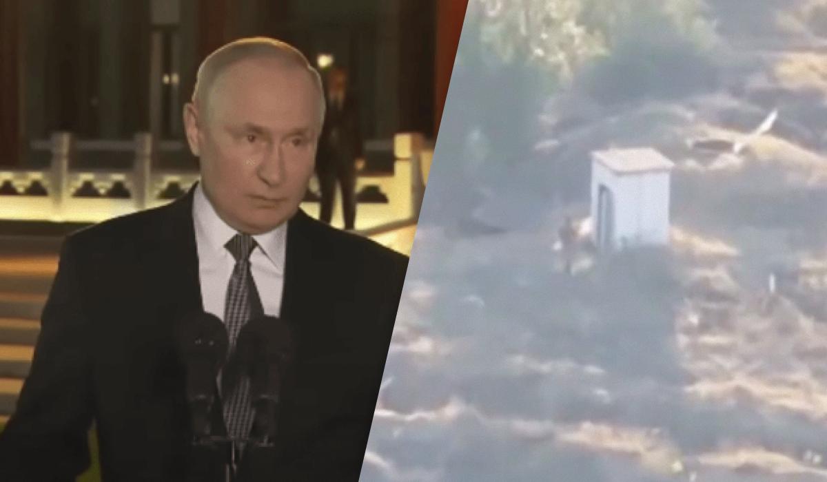 Для одного из противников высказывание Владимира Путина об уборной стало пророческим / коллаж УНИАН из скриншотов Для одного из противников высказывание Владимира Путина об уборной стало пророческим / коллаж УНИАН из скриншотов