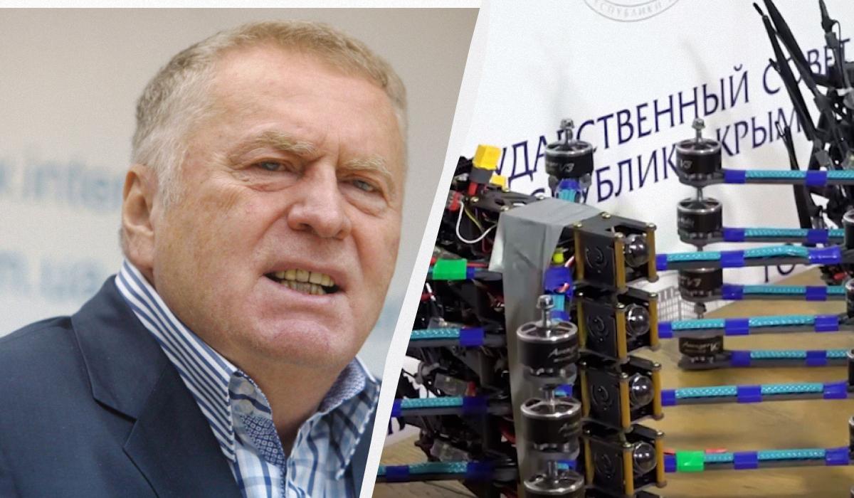 Росіяни назвали новий дрон-камікадзе на честь померлого скандального лідера ЛДПР / Колаж УНІАН, фото rabstol.net, скріншот Росіяни назвали новий дрон-камікадзе на честь померлого скандального лідера ЛДПР / Колаж УНІАН, фото rabstol.net, скріншот