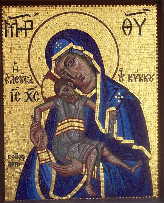Кіккська ікона Божої Матері, мозаїка на стіні кіккського монастиря / commons.wikimedia.org