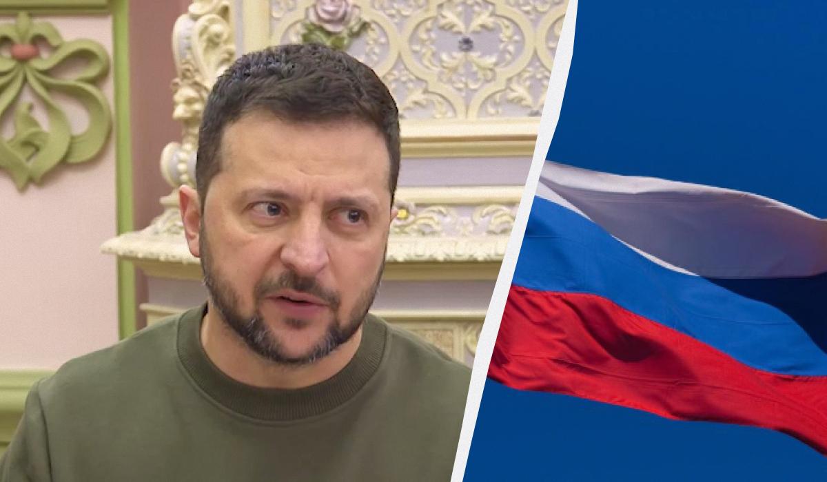 РФ не верит ни во что, кроме денег и силы, отметил Владимир Зеленский / коллаж УНИАН со скриншота и фото ua.depositphotos.com