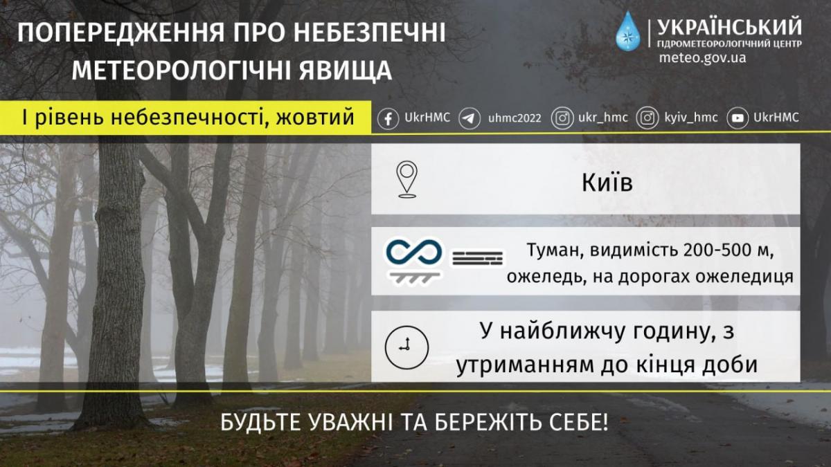 До столиці йде туман / фото Укргідрометцентр До столиці йде туман / фото Укргідрометцентр