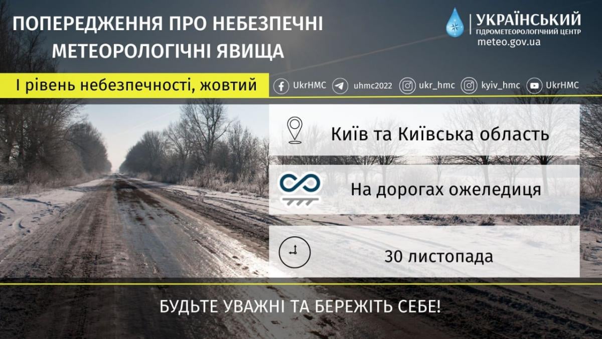 На Киевщине объявлен желтый уровень опасности / фото Укргидрометцентр На Киевщине объявлен желтый уровень опасности / фото Укргидрометцентр