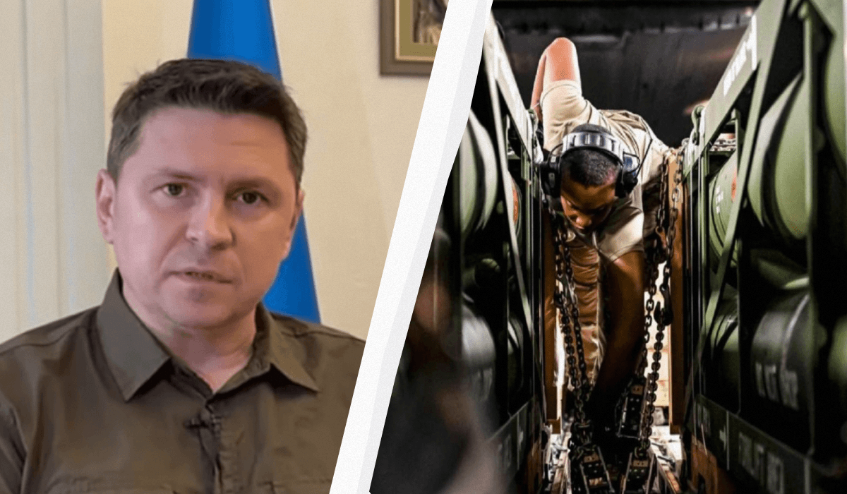 Подоляк запевняє, що блокування кордону не впливає на постачання зброї в Україну / колаж УНІАН, фото twitter.com/DeptofDefense, скриншот Подоляк запевняє, що блокування кордону не впливає на постачання зброї в Україну / колаж УНІАН, фото twitter.com/DeptofDefense, скриншот