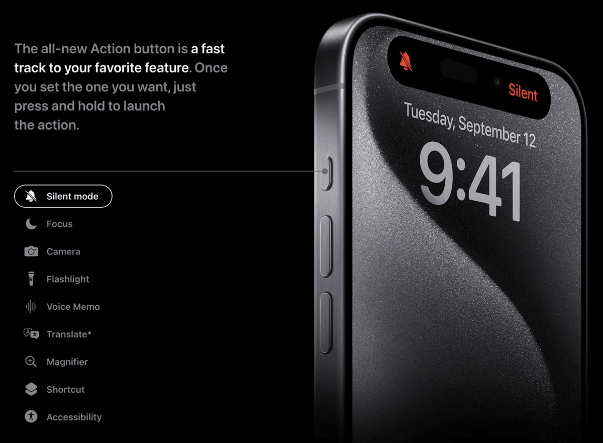 Тольео Pro-моделі iPhone 15 оснащені новою кнопкою Action Button Тольео Pro-моделі iPhone 15 оснащені новою кнопкою Action Button
