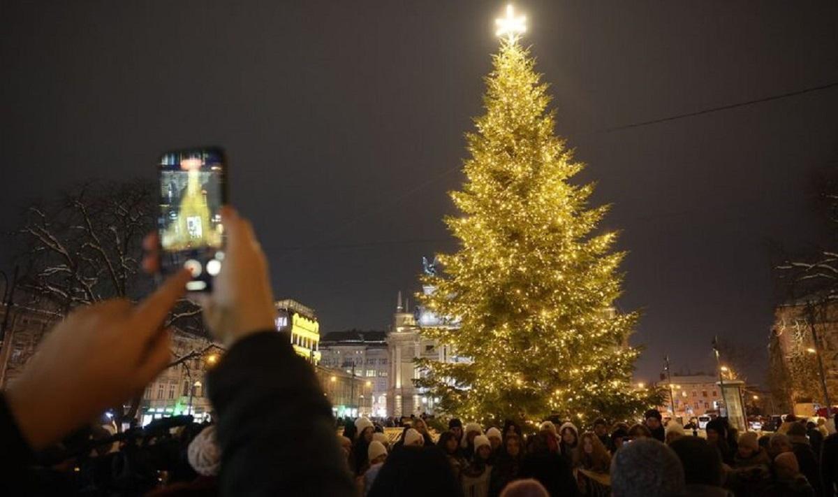 Ялинку традиційно встановили перед Оперним театром / фото мерії Львова Ялинку традиційно встановили перед Оперним театром / фото мерії Львова