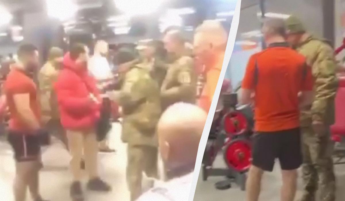 Вручення повісток у спортзалі / Колаж УНІАН / Скриншоти з відео Вручення повісток у спортзалі / Колаж УНІАН / Скриншоти з відео