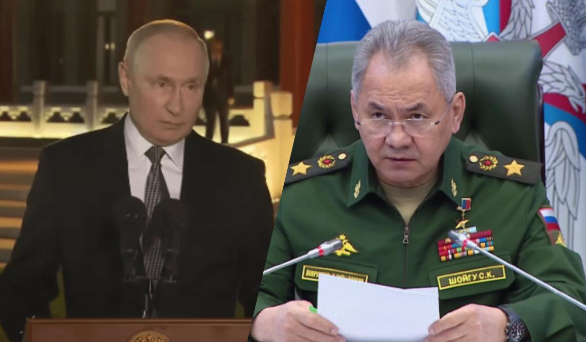 Сергій Шойгу для Володимира Путіна стає небезпечнішим, аніж Євген Пригожин, вважає аналітик / колаж УНІАН зі скріншотів Сергій Шойгу для Володимира Путіна стає небезпечнішим, аніж Євген Пригожин, вважає аналітик / колаж УНІАН зі скріншотів