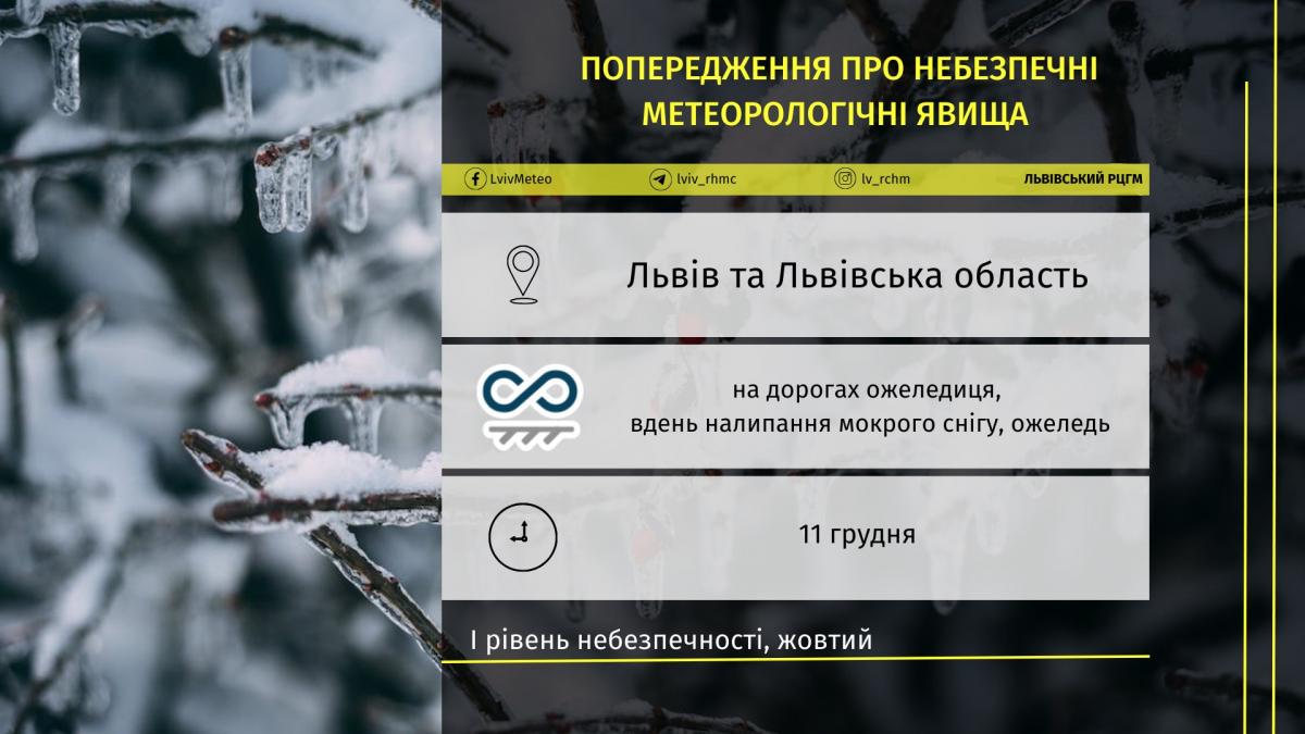 У Львові та області оголошено І рівень небезпеки / фото Львівський гідрометцентр У Львові та області оголошено І рівень небезпеки / фото Львівський гідрометцентр