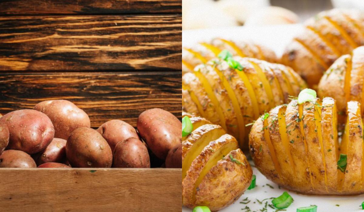 Наріжте картоплю скибочками і киньте їх у воду перед запіканням / колаж УНІАН, фото ua.depositphotos.com