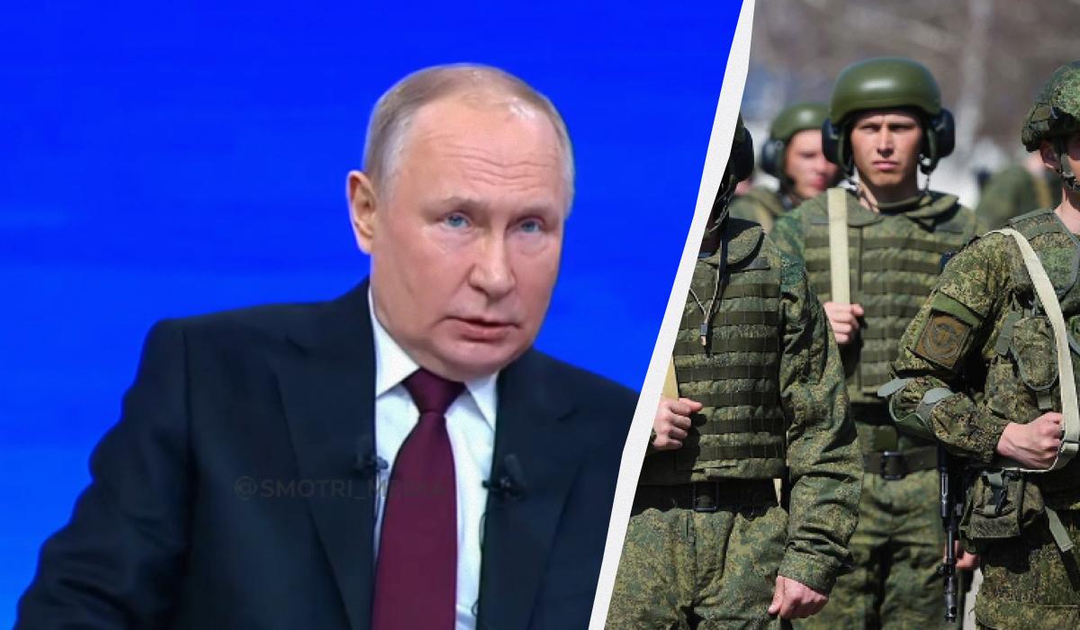 Володимир Путін "видав" число російських військових, які воюють на українській землі / колаж зі скріншоту й фото wikimedia.org Володимир Путін "видав" число російських військових, які воюють на українській землі / колаж зі скріншоту й фото wikimedia.org