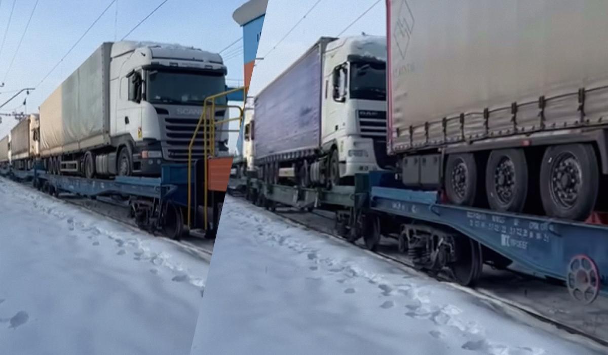 Досить оригінальним рішенням української сторони було вивезення вантажівок за кордон на потягах / колаж УНІАН, фото скріншот з відео
