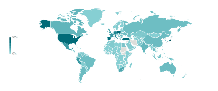 Распространение киберугроз в мире в течение июня-ноября 2023 года / Фото ESET