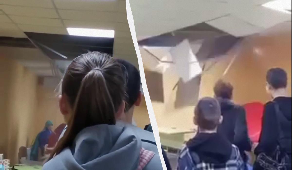 Обвал потолка в укрытии / коллаж УНИАН, скриншот Обвал потолка в укрытии / коллаж УНИАН, скриншот