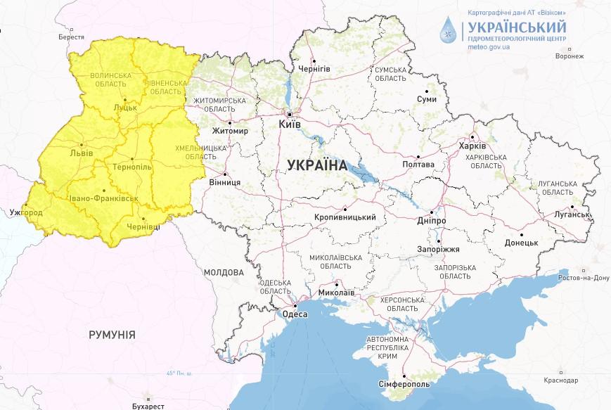 У низці областей України оголошено штормове попередження / фото Укргідрометцентр У низці областей України оголошено штормове попередження / фото Укргідрометцентр