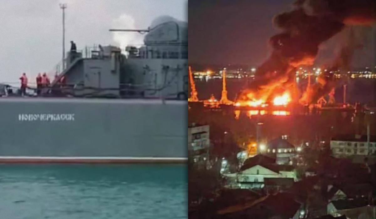 Гуменюк щодо "Новочеркаська" у Феодосії вважає, що там міг бути "різдвяний подарунок" РФ, тому він так потужно вибухнув / Колаж УНІАН, фото скріншот