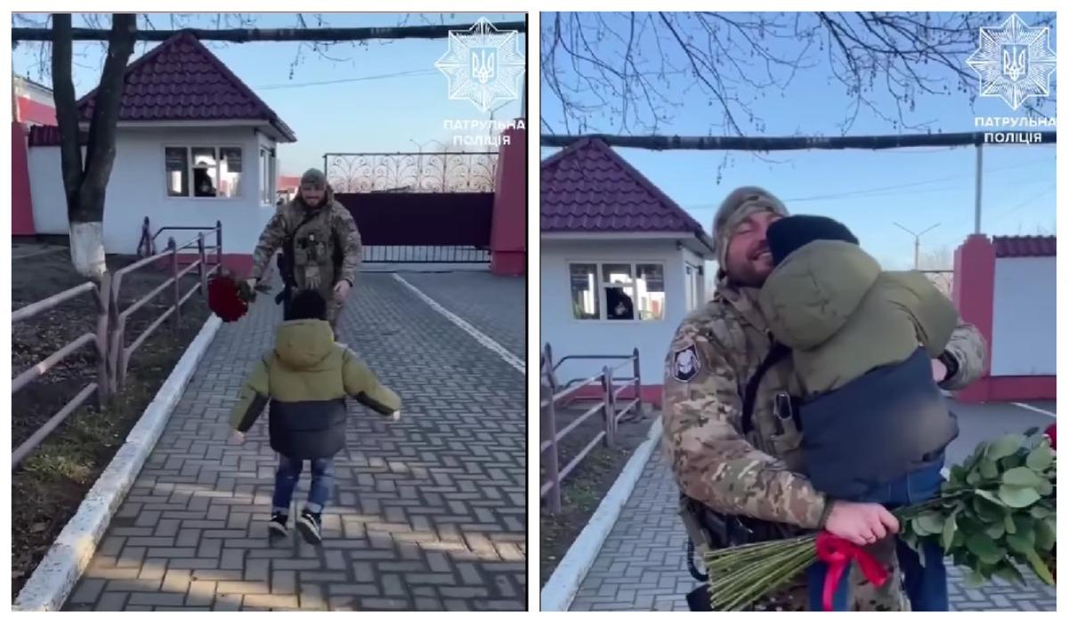 Украинский воин принес супруге букет алых роз / коллаж УНИАН, скриншот Украинский воин принес супруге букет алых роз / коллаж УНИАН, скриншот