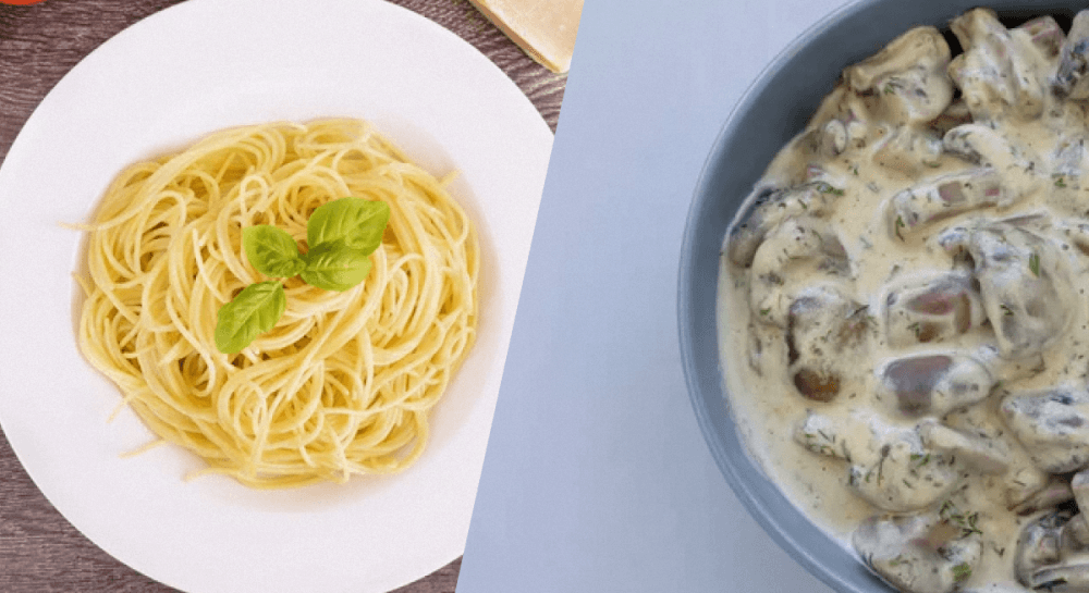 Спагеттини с грибами в сливочном соусе